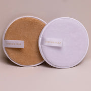 MICROFIBER RE-USABLE MAKEUP REMOVER PADS 2PK CREAM AND WHITE