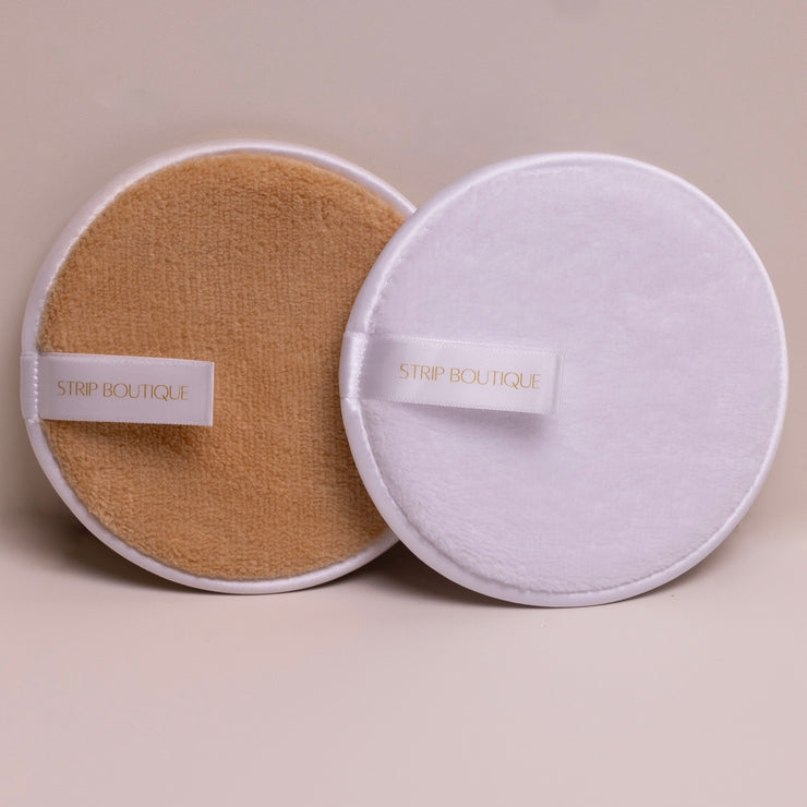 MICROFIBER RE-USABLE MAKEUP REMOVER PADS 2PK CREAM AND WHITE